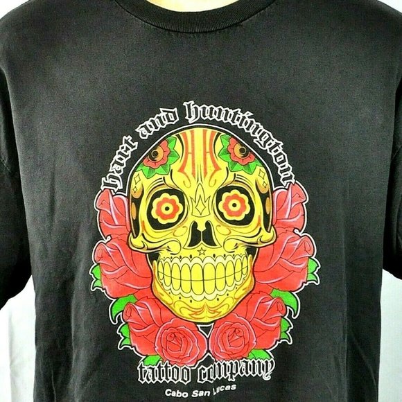 Hart + Huntington Tattoo Co Cabo San Lucas T-Shirt XL Mens 2007 Skull Mexico - Picture 1 of 4